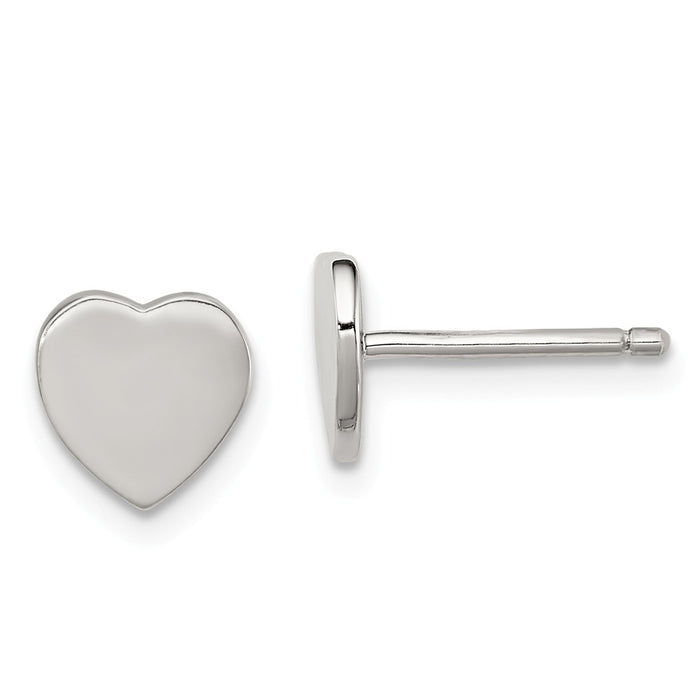 Stella Silver 925 Sterling Silver Heart Post Earrings, 7mm x 8mm