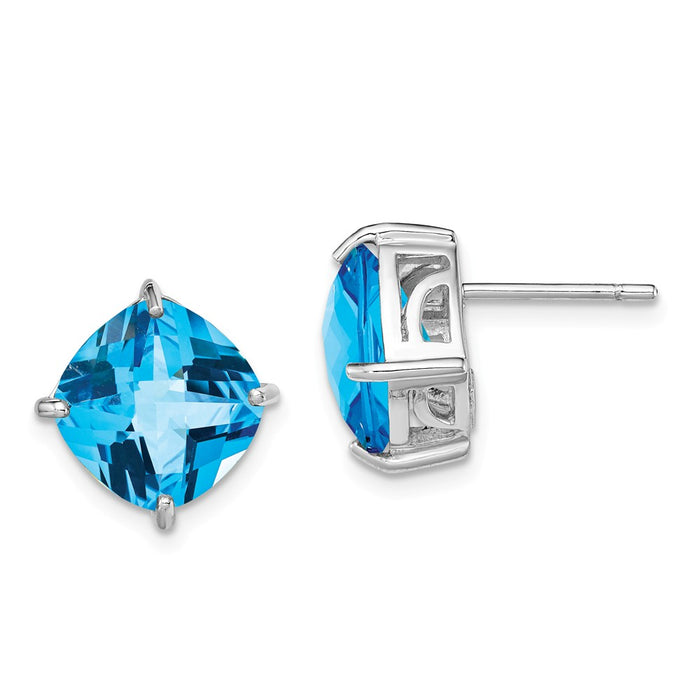 Stella Silver 925 Sterling Silver Rhodium-plated Blue Topaz Earrings, 13mm x 13mm