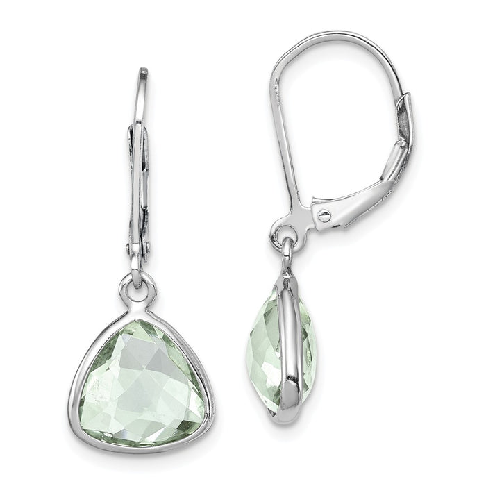 Stella Silver 925 Sterling Silver Rhodium-plated Green Quartz Earrings, 28mm x 12mm