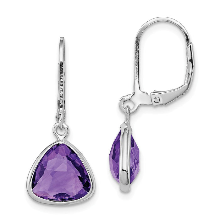 Stella Silver 925 Sterling Silver Rhodium-plated Amethyst Earrings, 28mm x 12mm