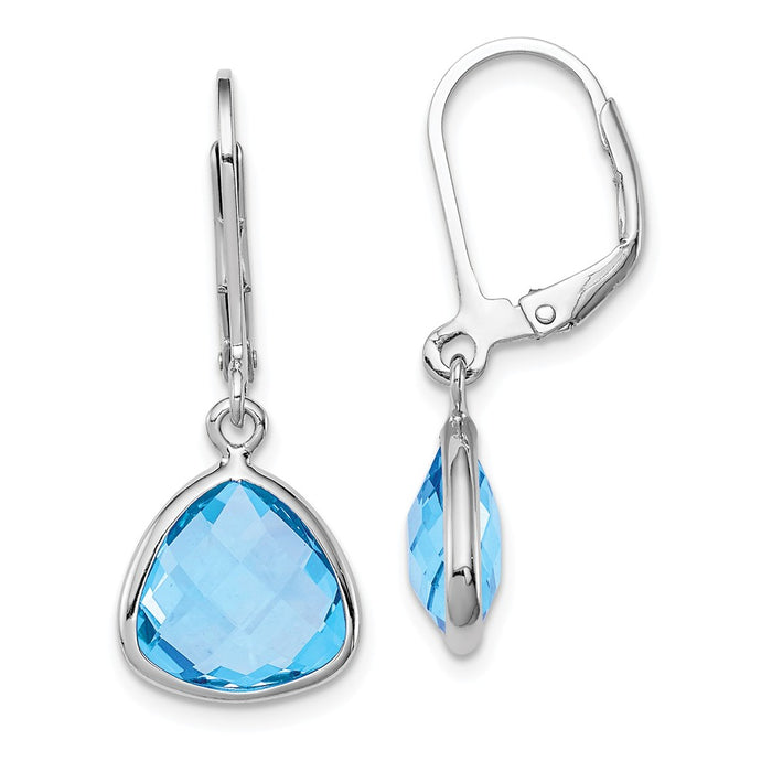 Stella Silver 925 Sterling Silver Rhodium-plated Blue Topaz Earrings, 28mm x 12mm