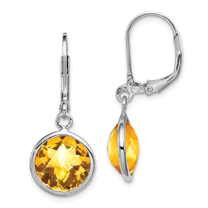 Stella Silver 925 Sterling Silver Rhodium-plated Citrine Earrings, 28mm x 11mm