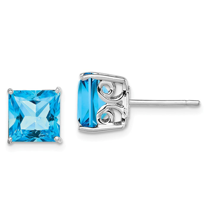 Stella Silver 925 Sterling Silver Rhodium-plated Blue Topaz Earrings, 8mm x 8mm