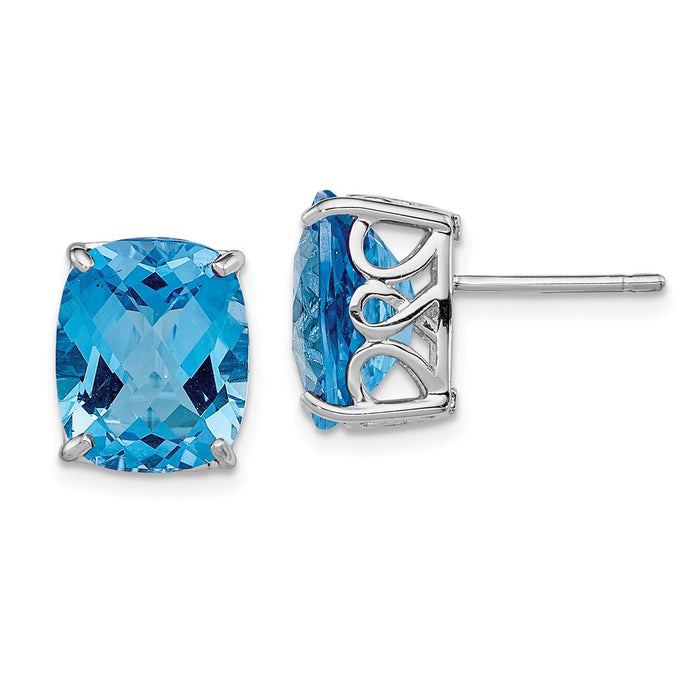 Stella Silver 925 Sterling Silver Rhodium-plated Blue Topaz Earrings, 12mm x 10mm