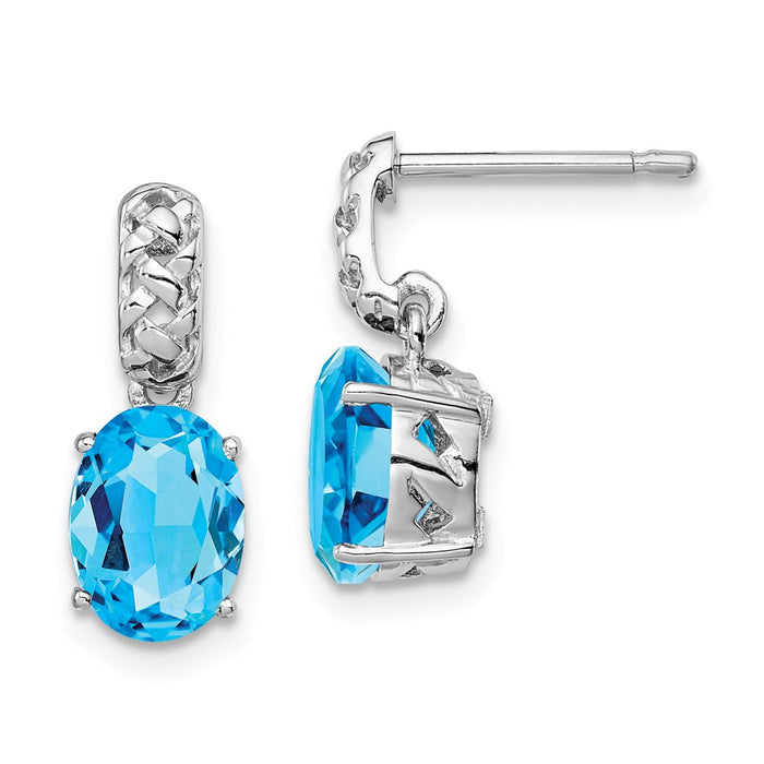 Stella Silver 925 Sterling Silver Rhodium-plated Blue Topaz Earrings, 15mm x 6mm