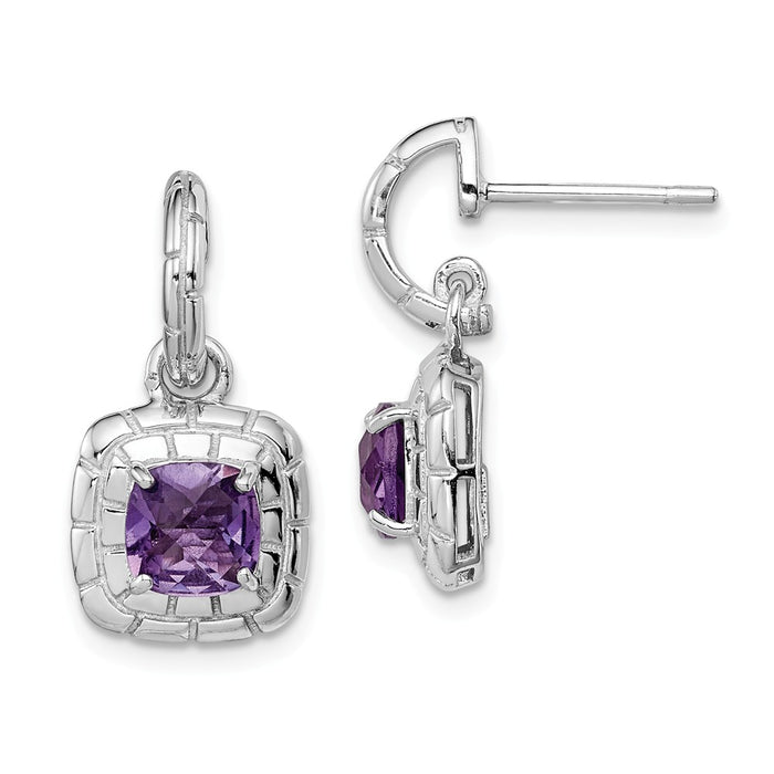 Stella Silver 925 Sterling Silver Rhodium-plated Amethyst Earrings, 21mm x 11mm