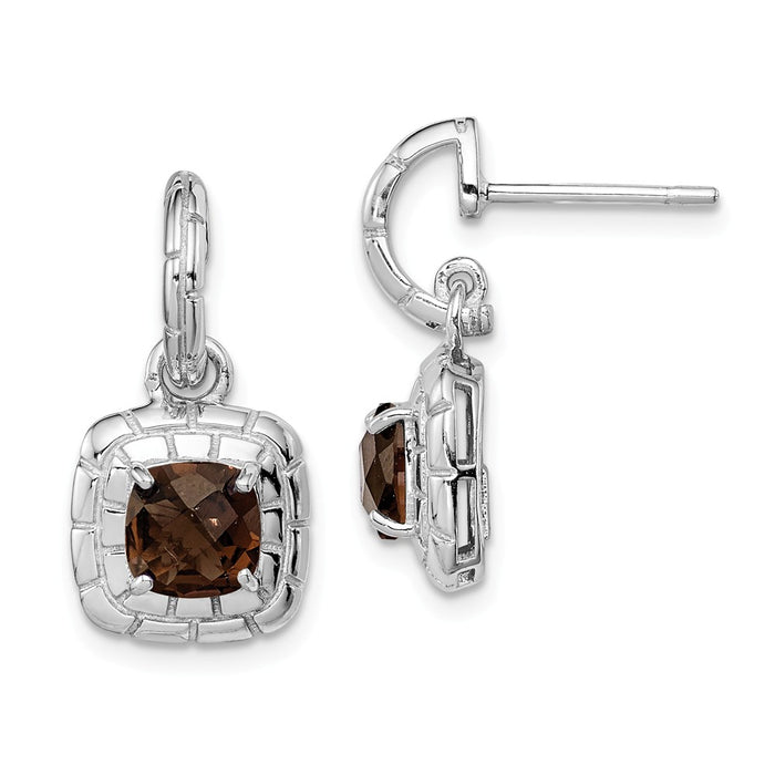 Stella Silver 925 Sterling Silver Rhodium-plated Smoky Quartz Earrings, 21mm x 11mm