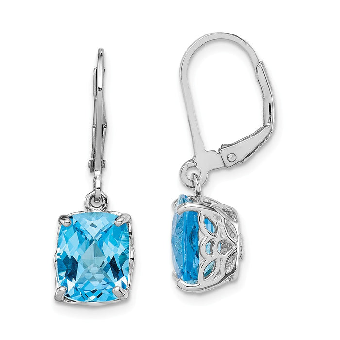 Stella Silver 925 Sterling Silver Rhodium-plated Blue Topaz Earrings, 26mm x 8mm