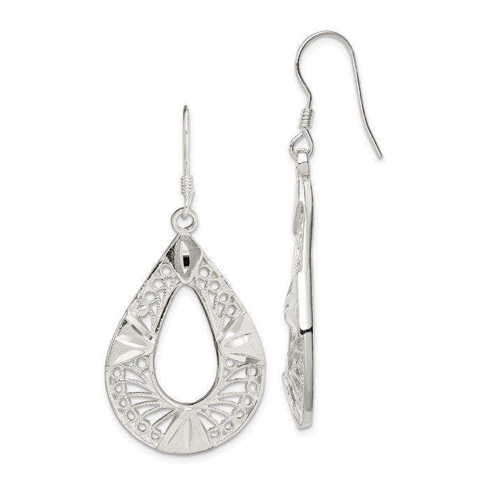 Stella Silver 925 Sterling Silver Filigree Earrings, 48mm x 22mm