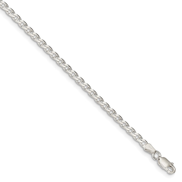 Million Charms 925 Sterling Silver 3.15mm Flat Anchor Chain, Chain Length: 8 inches