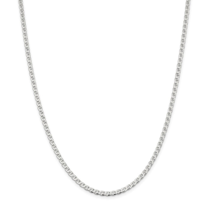 Million Charms 925 Sterling Silver 3.15mm Flat Anchor Chain, Chain Length: 22 inches