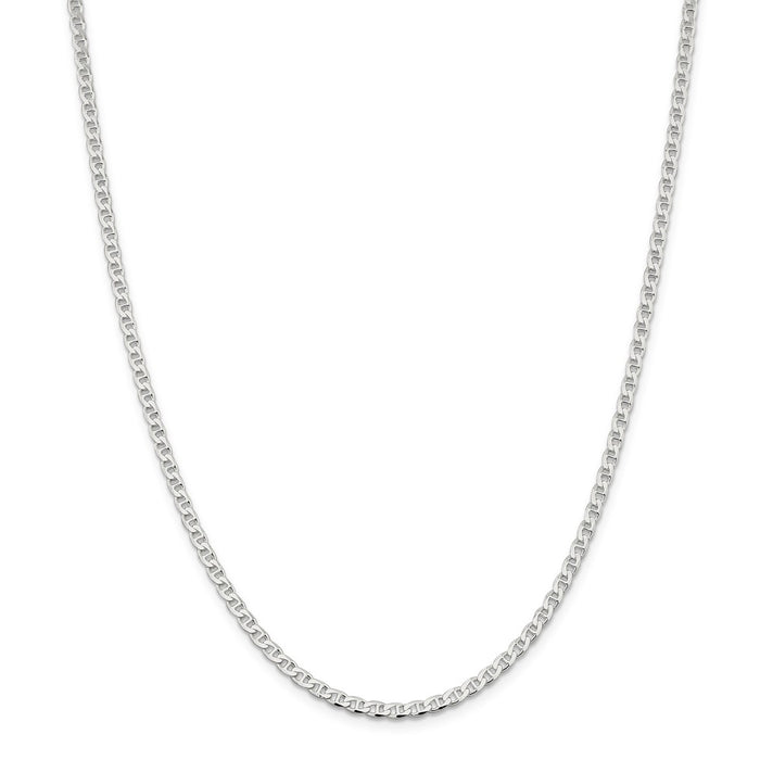 Million Charms 925 Sterling Silver 3.15mm Flat Anchor Chain, Chain Length: 18 inches