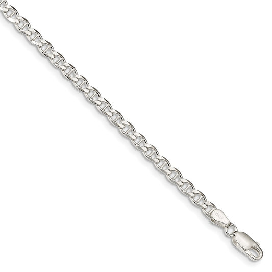 Million Charms 925 Sterling Silver 4.15mm Flat Anchor Chain, Chain Length: 7 inches