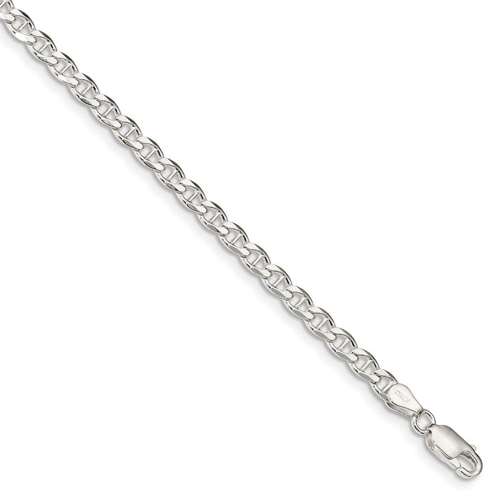 Million Charms 925 Sterling Silver 4.15mm Flat Anchor Chain, Chain Length: 8 inches