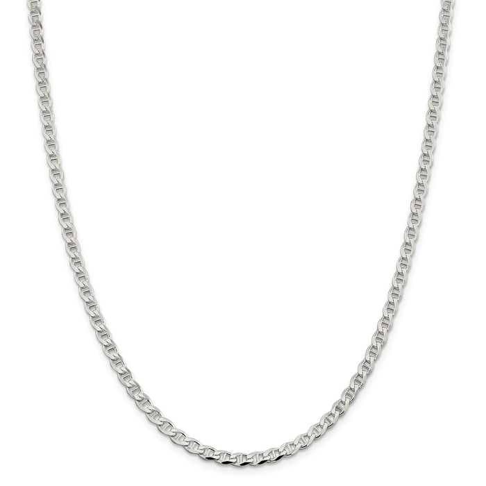 Million Charms 925 Sterling Silver 4.15mm Flat Anchor Chain, Chain Length: 22 inches