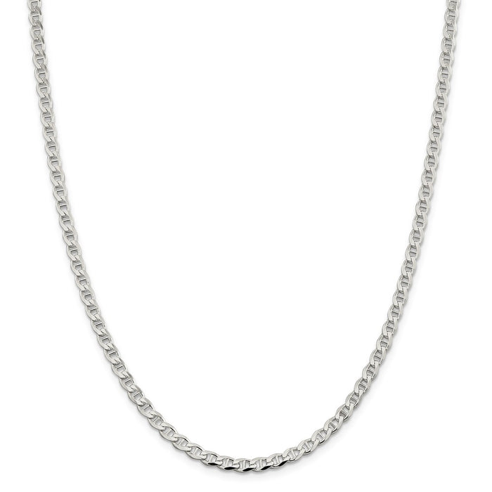 Million Charms 925 Sterling Silver 4.15mm Flat Anchor Chain, Chain Length: 20 inches