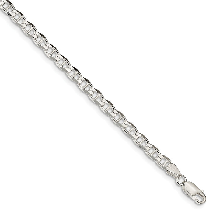 Million Charms 925 Sterling Silver 4.65mm Flat Anchor Chain, Chain Length: 8 inches
