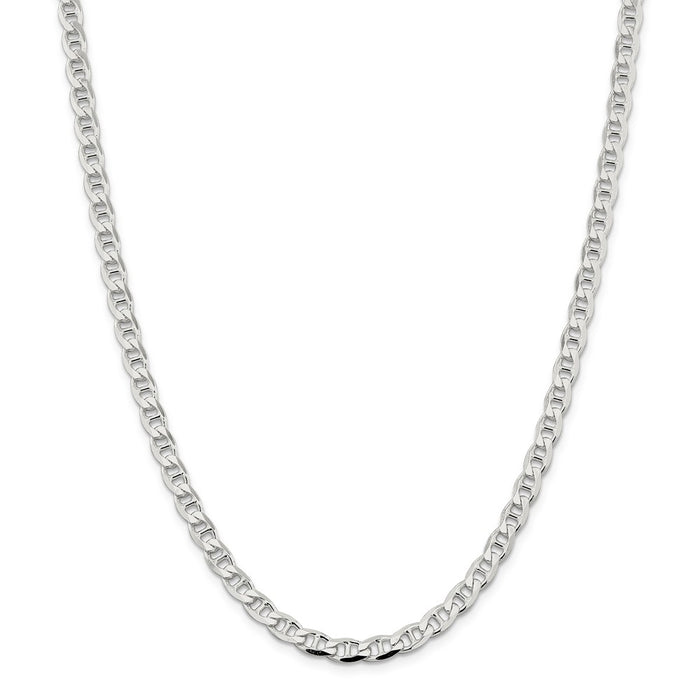 Million Charms 925 Sterling Silver 5.7mm Flat Anchor Chain, Chain Length: 22 inches