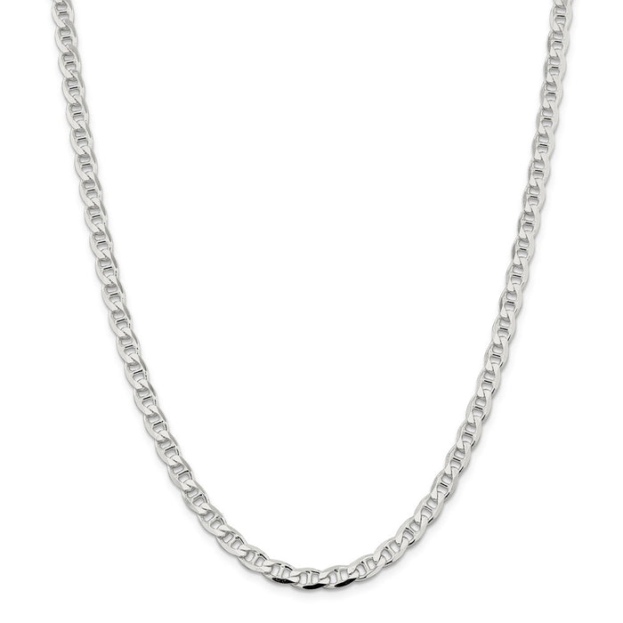 Million Charms 925 Sterling Silver 5.7mm Flat Anchor Chain, Chain Length: 26 inches