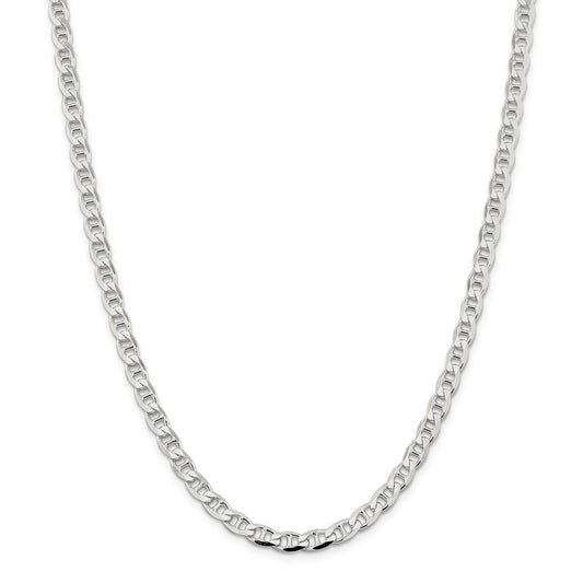 Million Charms 925 Sterling Silver 5.7mm Flat Anchor Chain, Chain Length: 24 inches