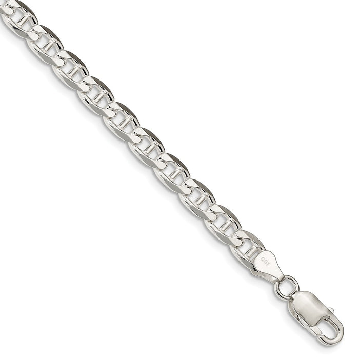 Million Charms 925 Sterling Silver 6.5mm Flat Anchor Chain, Chain Length: 8 inches