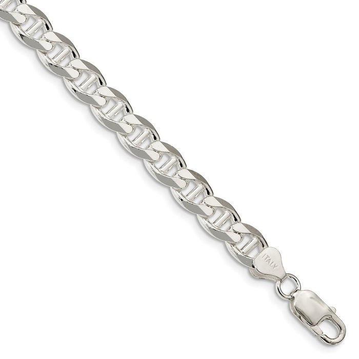 Million Charms 925 Sterling Silver 8.25mm Flat Anchor Chain, Chain Length: 8 inches