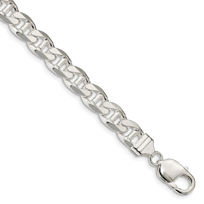 Million Charms 925 Sterling Silver 8.9mm Flat Anchor Chain, Chain Length: 9 inches