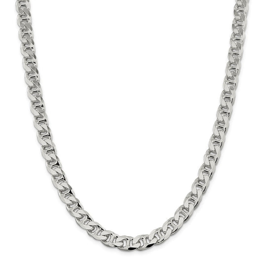 Million Charms 925 Sterling Silver 8.9mm Flat Anchor Chain, Chain Length: 20 inches