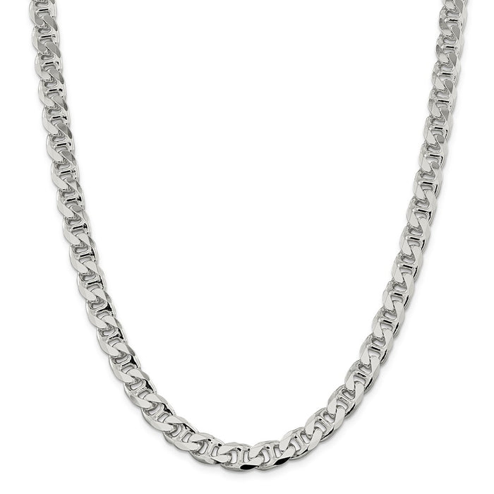 Million Charms 925 Sterling Silver 8.9mm Flat Anchor Chain, Chain Length: 20 inches