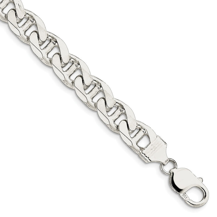 Million Charms 925 Sterling Silver 10.5mm Flat Anchor Chain, Chain Length: 9 inches