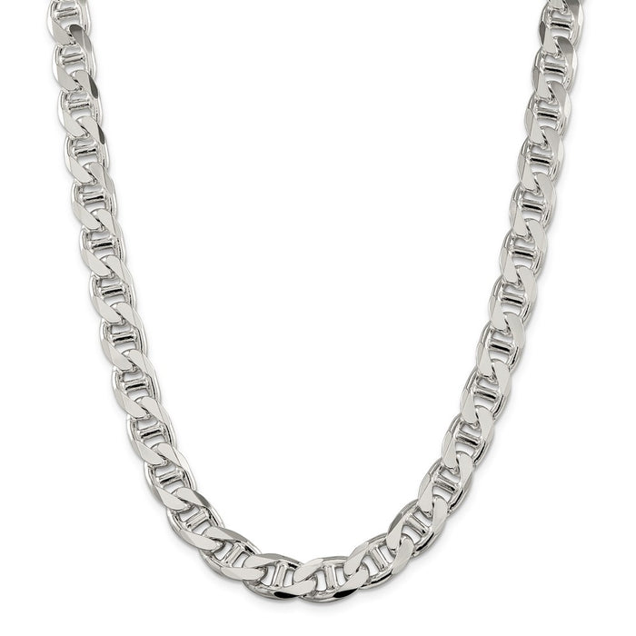 Million Charms 925 Sterling Silver 10.5mm Flat Anchor Chain, Chain Length: 26 inches