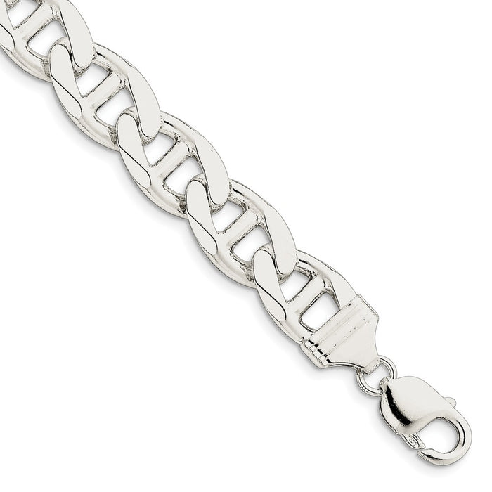 Million Charms 925 Sterling Silver 13.5mm Flat Anchor Chain, Chain Length: 8 inches