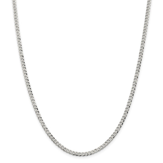 Million Charms 925 Sterling Silver 3.2mm Beveled Curb Chain, Chain Length: 16 inches