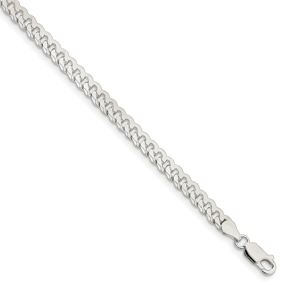 Million Charms 925 Sterling Silver 4.5mm Beveled Curb Chain, Chain Length: 8 inches
