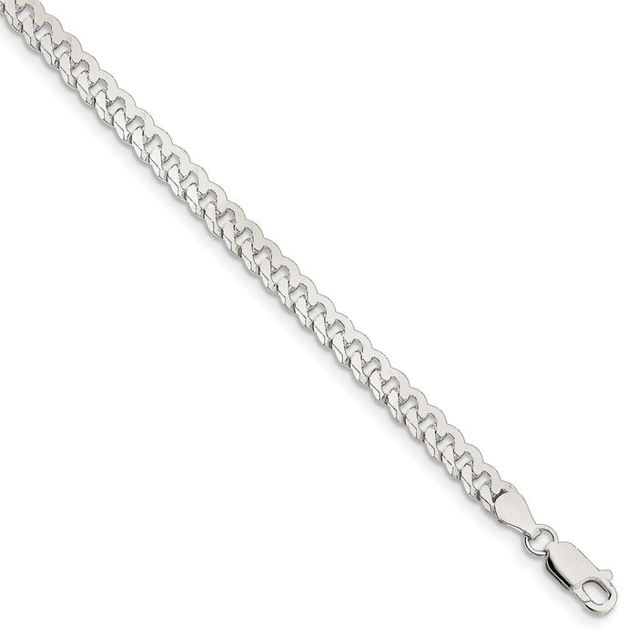 Million Charms 925 Sterling Silver 4.5mm Beveled Curb Chain, Chain Length: 8 inches