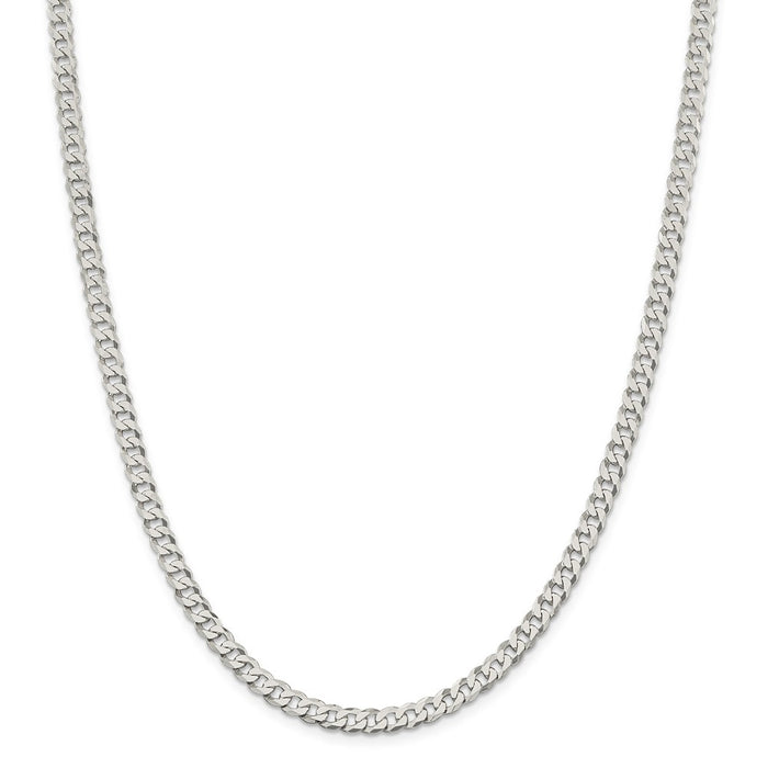 Million Charms 925 Sterling Silver 4.5mm Beveled Curb Chain, Chain Length: 22 inches