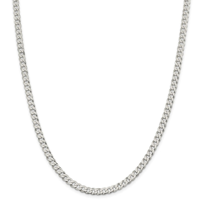 Million Charms 925 Sterling Silver 4.5mm Beveled Curb Chain, Chain Length: 24 inches