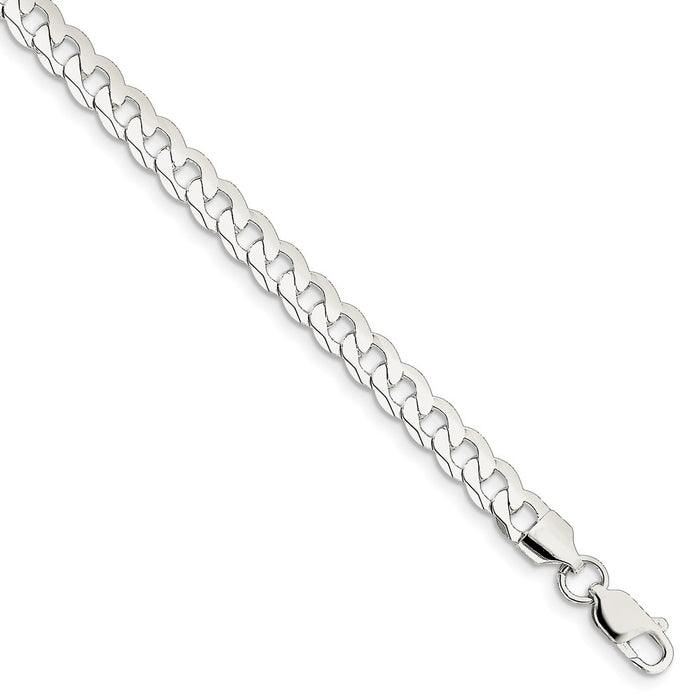 Million Charms 925 Sterling Silver 6mm Beveled Curb Chain, Chain Length: 7 inches