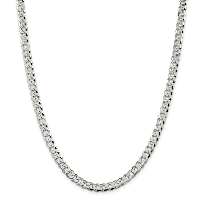 Million Charms 925 Sterling Silver 6mm Beveled Curb Chain, Chain Length: 20 inches