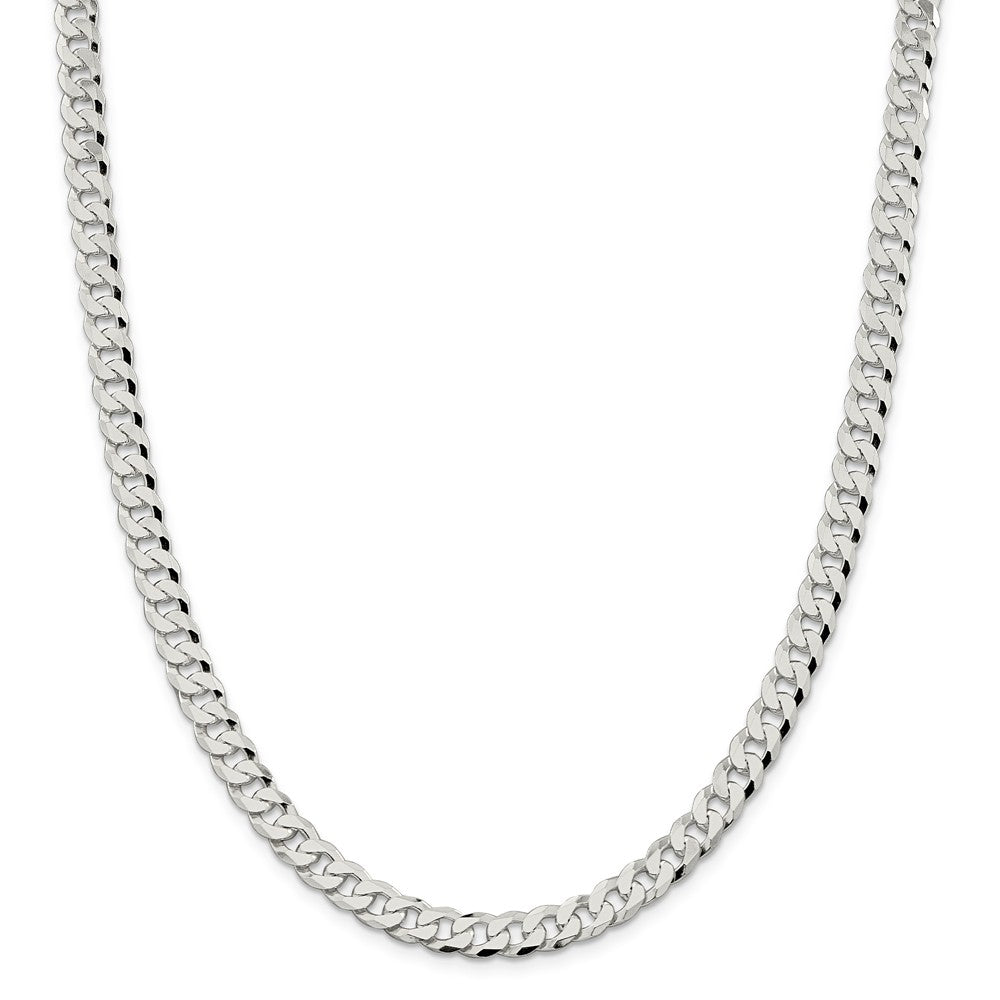 Million Charms 925 Sterling Silver 7.00mm Beveled Curb Chain, Chain Length: 18 inches