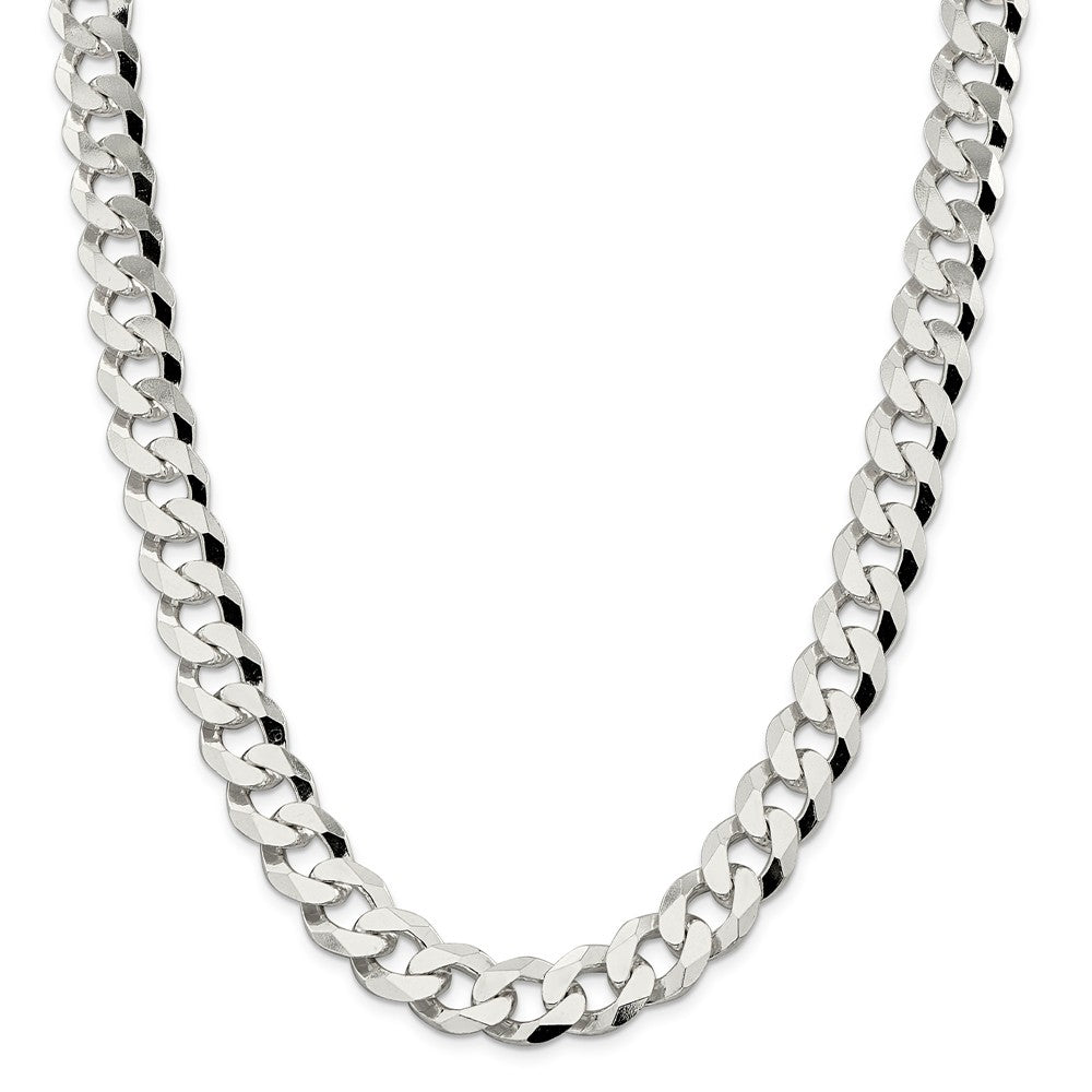 Million Charms 925 Sterling Silver 14mm Beveled Curb Chain, Chain Length: 20 inches