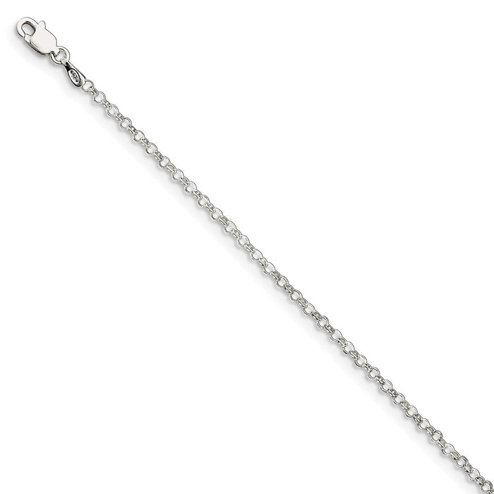 Million Charms 925 Sterling Silver 2mm Rolo Chain, Chain Length: 9 inches