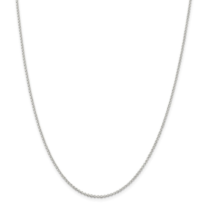 Million Charms 925 Sterling Silver Rhodium-plated 1.5mm Rolo Chain, Chain Length: 16 inches