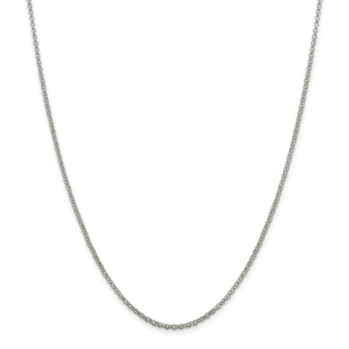 Million Charms 925 Sterling Silver 2mm Rolo Chain, Chain Length: 36 inches