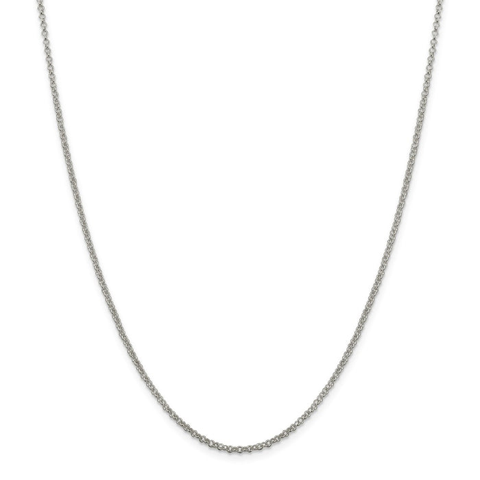 Million Charms 925 Sterling Silver 2mm Rolo Chain, Chain Length: 16 inches