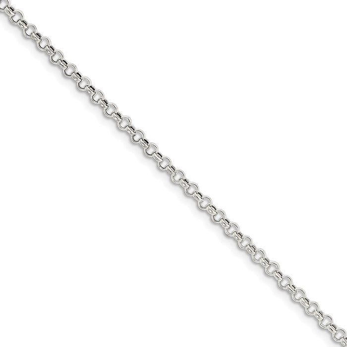 Million Charms 925 Sterling Silver 3mm Rolo Chain, Chain Length: 7 inches