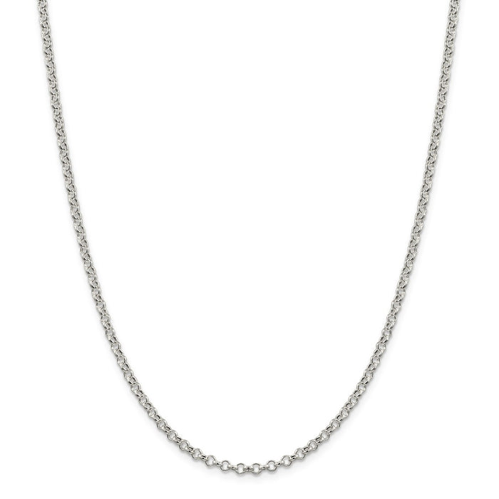 Million Charms 925 Sterling Silver 3mm Rolo Chain, Chain Length: 20 inches