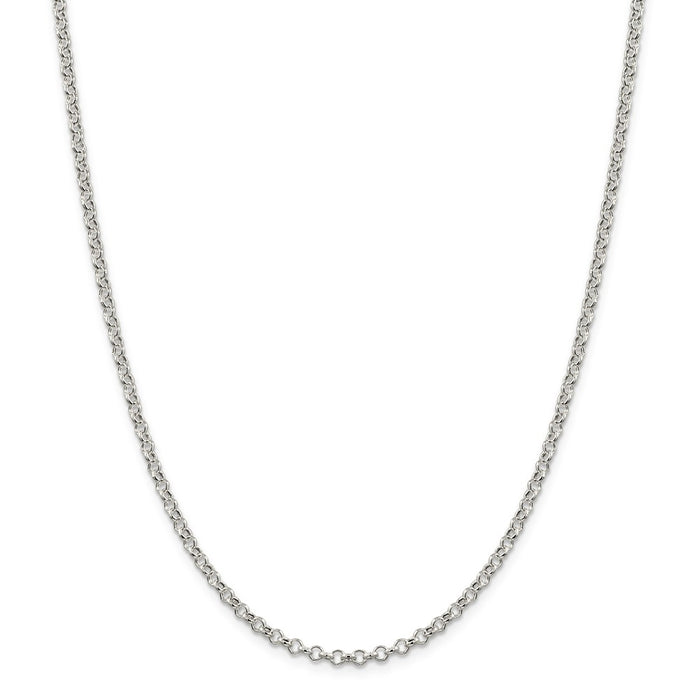 Million Charms 925 Sterling Silver 3mm Rolo Chain, Chain Length: 24 inches