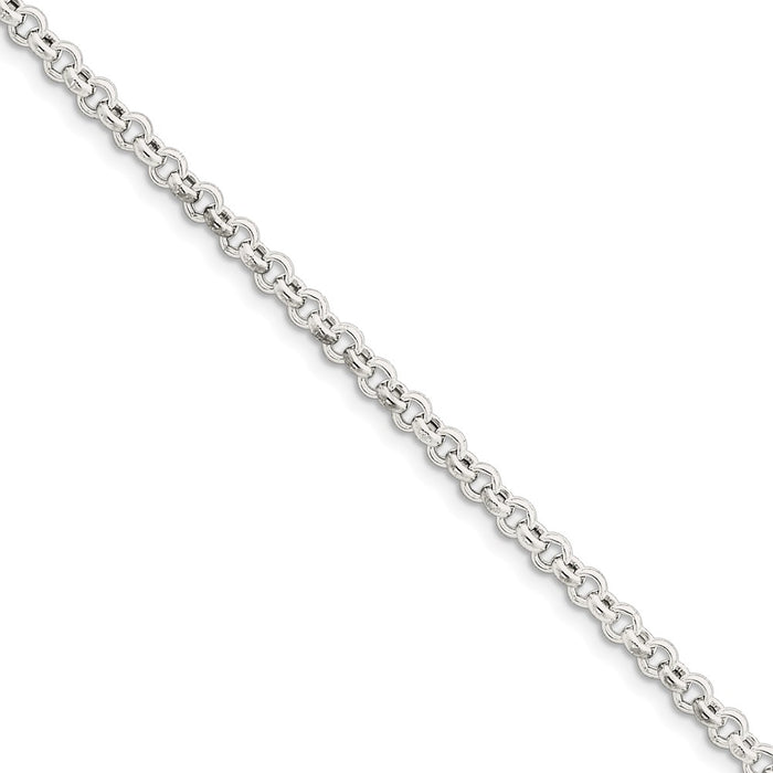 Million Charms 925 Sterling Silver 4.25mm Rolo Chain, Chain Length: 7 inches