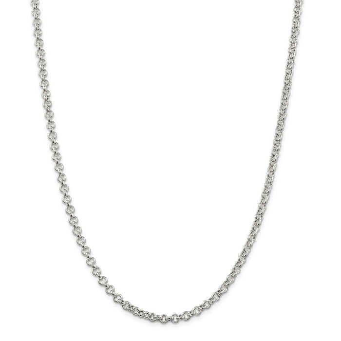 Million Charms 925 Sterling Silver 4.25mm Rolo Chain, Chain Length: 24 inches